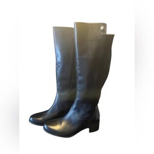 Marc Fisher  Leather Wide Calf Tall Shaft Riding Boots SZ 8 1/2 W Black